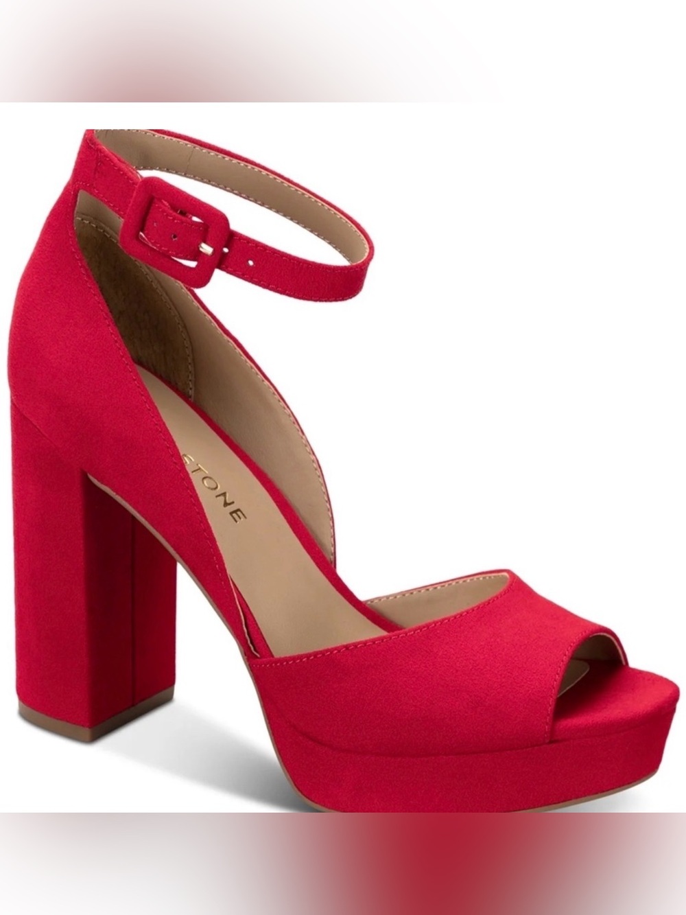 Sun + Stone Reema Red Faux Suede Platform Heels (NIB) MULTIPLE SIZES AVAILABLE!